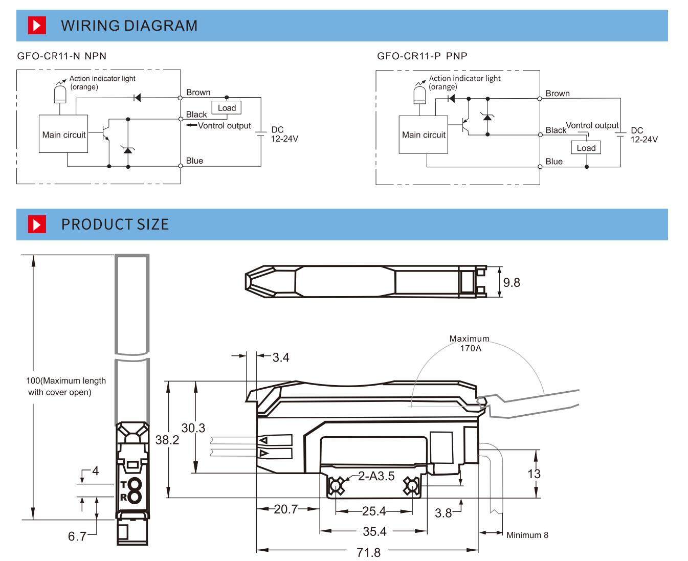 CR11 fiber optic sensors CR11 fiber optic sensors